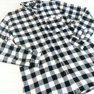 Large Buffalo Plaid Flannel Button-down Top